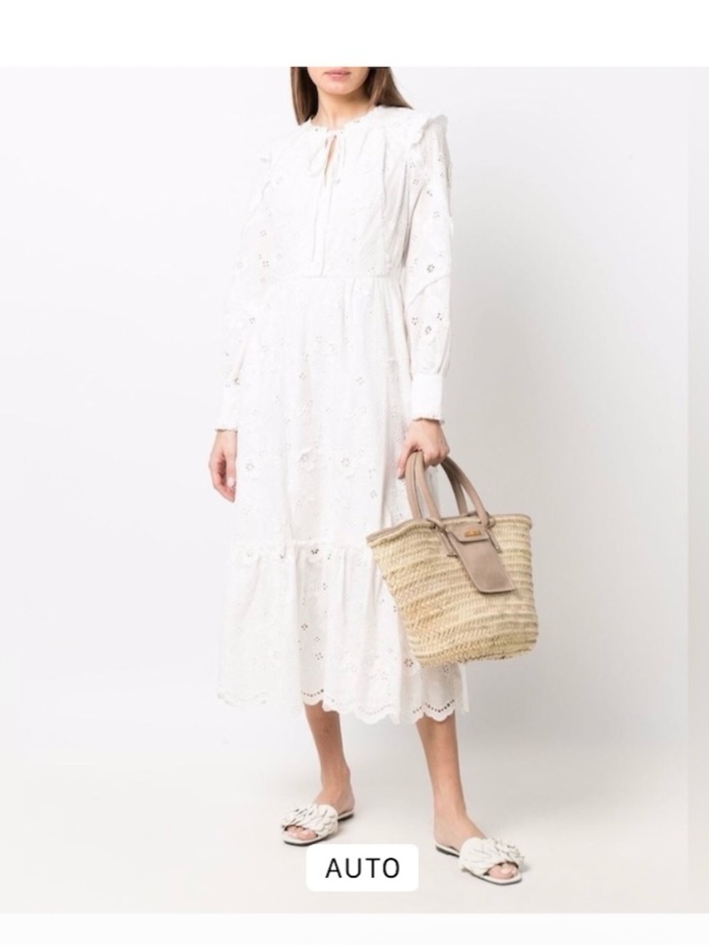 NWT Marchesa Notte Broderie Anglaise Long Sleeve 3D Floral Eyelet Dress Size 8